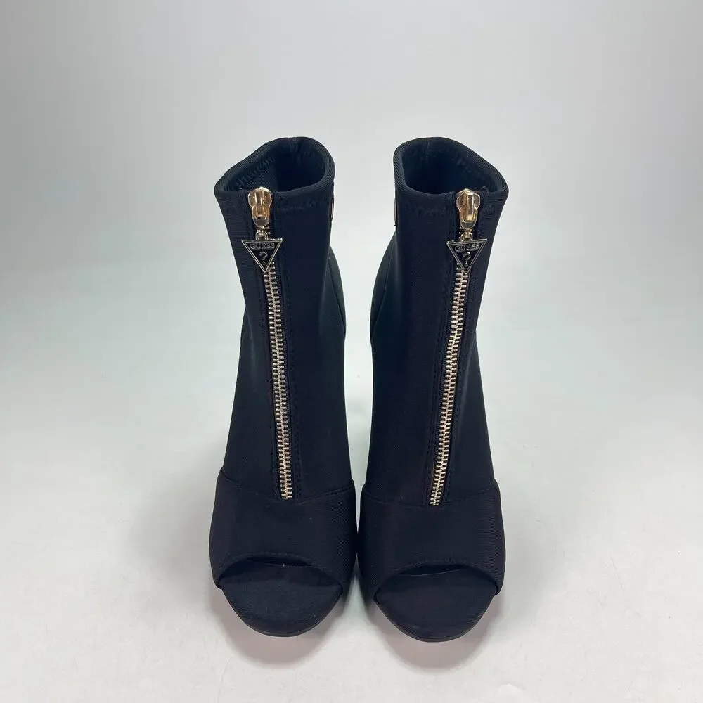 Guess Gwmina Black Open Peep Toe Cut Stiletto Heel Ankle Booties Women's Size 7